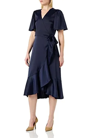 Y.A.S Thea 2/4 Midi Wrap Dress S. Noos Vestito, Blu-Evening Blue, L Donna