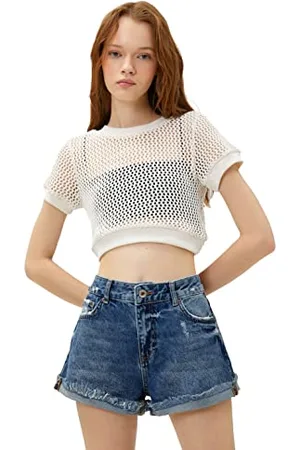 Koton T-Shirt Girocollo a Maniche Corte, (010), M Donna