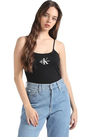 Calvin Klein Canotte Donna Strappy Tank Top Slim Fit, (Ck Black), 3XL