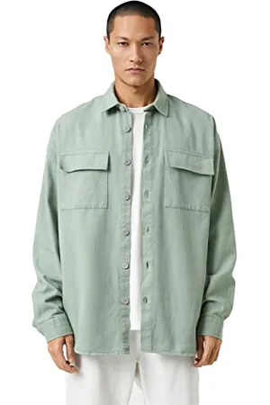 Koton Basic Shirt Jacket Classic Neck Buttoned Pocket Detailed Maglietta, (750), M Uomo