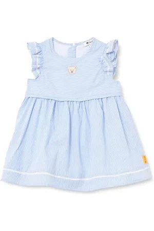 Steiff Kleid Vestito da Gioco, Blu Chambray, 74^9-12 Mesi Bambina