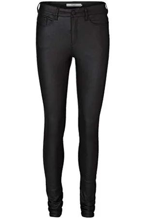 VERO MODA Vmseven NW S.Slim Smooth Coated Pants, Pantaloni Donna, (Black), 36W/30L