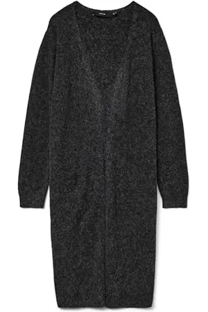 VERO MODA Vmdoffy LS Long Open Cardigan Ga Noos, (Black Melange), XL Donna