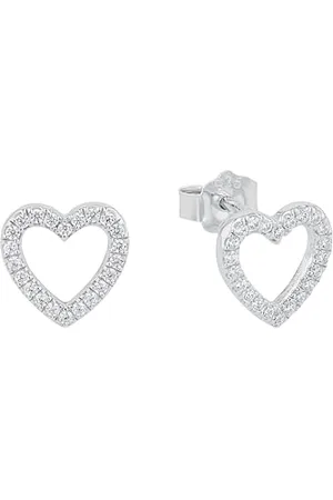 QS by s.Oliver Orecchini a perno Orecchinida Donna in 925, con zirconi sintetici, 0,9 cm, , cuore, Forniti in confezione regalo per gioielli