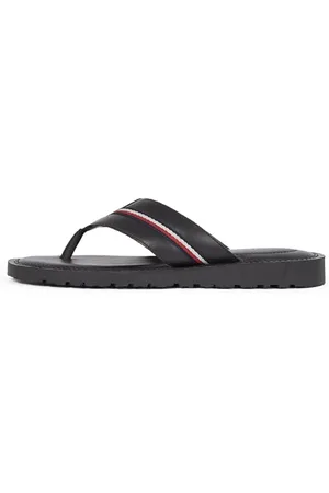 Tommy Hilfiger Uomo Sandali Core Toe Post in Pelle, (Black), 45
