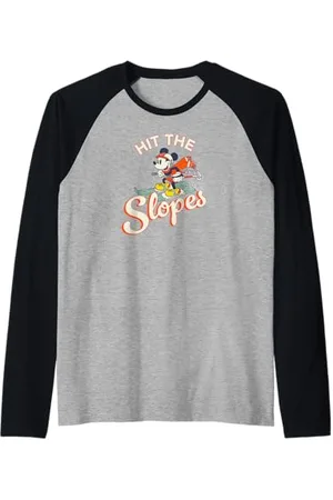 Disney Mickey Mouse Winter Sports Ski Hit the Slopes Maglia con Maniche Raglan