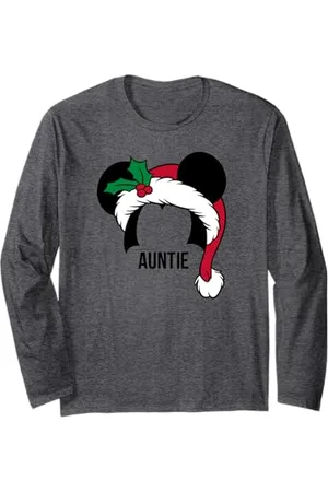 Disney T-shirt della famiglia della zia con cappello da Babbo Natale con orecchie di Topolino Maglia a Manica