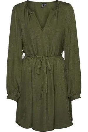 VERO MODA Vmmeloney LS Short Volume Dress Wvn Ga Mini Abito, , S Donna
