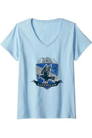 Harry Potter Donna Corvonero Quidditch Distressed Shield Maglietta con Collo a V