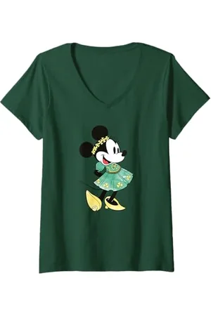 Disney Donna Minnie Mouse Shamrock Dress San Patrizio Maglietta con Collo a V