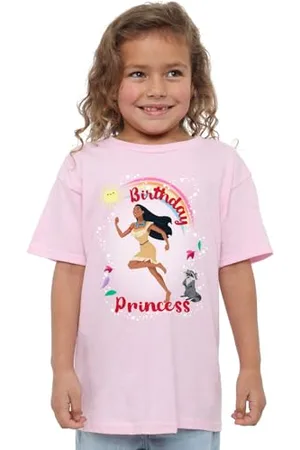 Disney Mandarin creative ltd Pocahontas Birthday Princess with Meeko Girls T Shirt, , 5-6 Anni Bambine e Ragazze