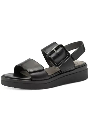 Tamaris Comfort Damen Sandalen Flach aus Leder mit Schnalle, Sandali con Zeppa Donna, , 42 EU