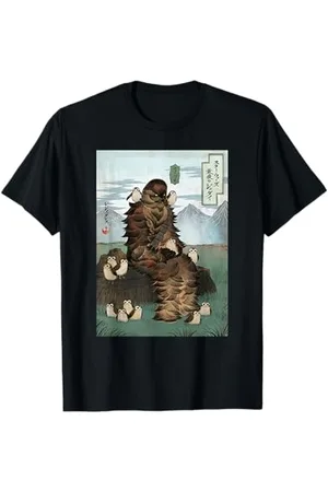 STAR WARS Chewbacca and Porgs Japan Ukiyo-e Art Style Maglietta
