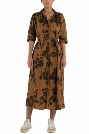 Replay Abito in cotone da donna, multicolore (mattone/marrone 010), XS