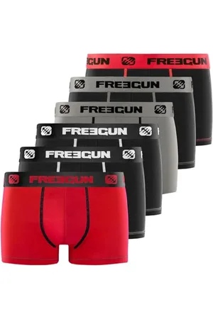 Freegun Boxer Uomo Cotone, Mutande Uomo, Durevole, Vestibilità Perfetta (set di 6), Rosso, Grigio, Bianco, Nero, Taglie XXL