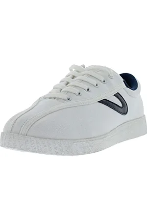 Tretorn Nyliteplus-Scarpe da Ginnastica da Donna in Tela, con Lacci, Stile Classico Vintage, Bianco e Blu Marino, 40 EU