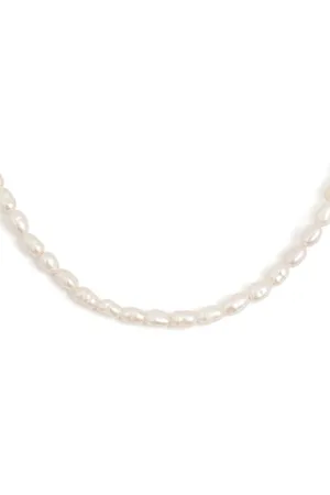 SINGULARU Collana Pompeya. Acciaio con Placcatura 18Kt. Catena con Perle Naturali d