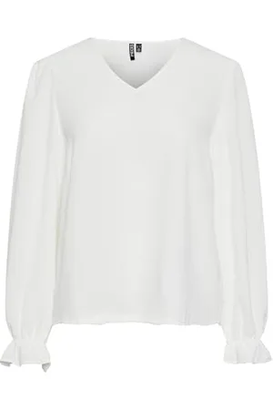 Pieces® Pctiffany LS V-Neck Top Noos BC Camicia a Maniche Lunghe, , L Donna