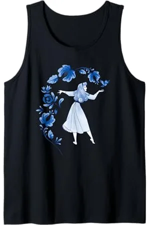 Disney Maglietta Sleeping Beauty Princess Aurora Blue Flowers Canotta