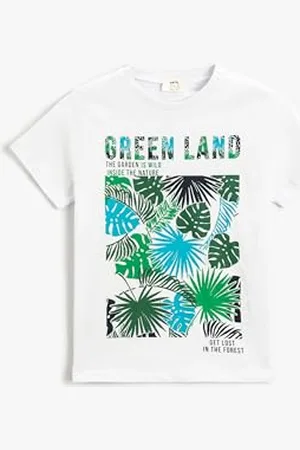 Koton Printed Short Sleeve T-Shirt Crew Neck Cotton, T-Shirt Bambino, (001)