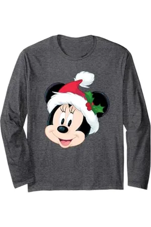 Disney T-shirt natalizia Minnie Mouse in Santa Hat Maglia a Manica