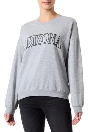 Pieces® Pcfreya LS Oversize Sweat Maglia di Tuta, Grigio Melange/Stampa: Nero, XS Donna