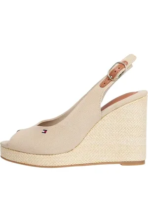 Tommy Hilfiger Donna Espadrillas Wedge Flag High Slingback con Cinturino alla Caviglia, Beige (Horseradish), 38