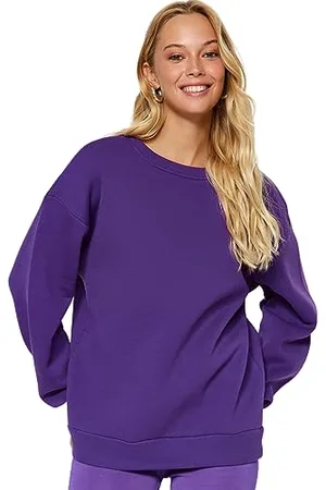 Trendyol Felpe da Donna Dritto Manica Lunga Taglie Forti Maglia di Tuta, , XS Plus