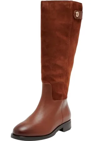 Tommy Hilfiger TH Stud Leather Mix Long Boot (FW0FW08341, Stivali Alti Donna, Marrone (Cognac Brown), 41 EU
