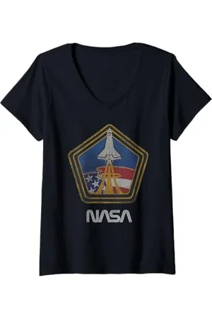 Nasa Donna Razzo In Pentagono Icona Maglietta con Collo a V