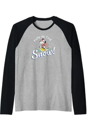 Disney Minnie Mouse Sci Sport invernali Divertimento sugli sci sulla neve Maglia con Maniche Raglan