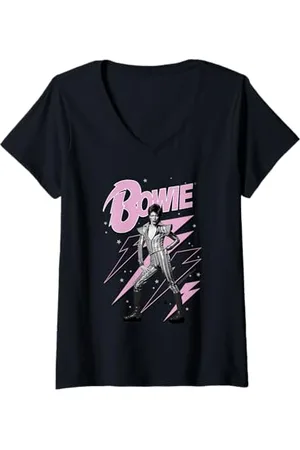David Bowie Donna - Starman del fulmine rosa Maglietta con Collo a V