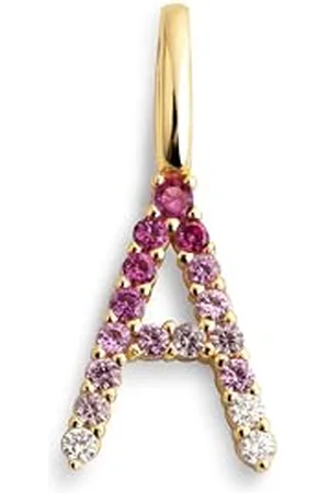 SINGULARU Charm Letter Spark Sakura. Iniziale in Argento Sterling con Finitura Placcata 18Kt e Zirconi. Gioielli da Donna. Lettera A