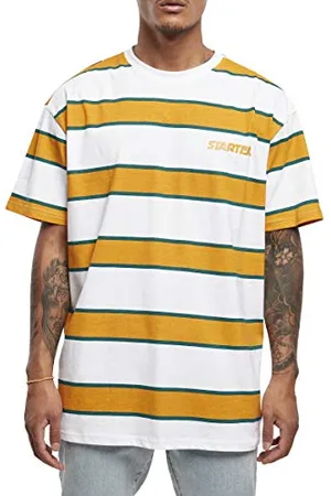 STARTER BLACK LABEL Starter Logo Striped Tee T-Shirt, Bianco/Giallo, L Uomo