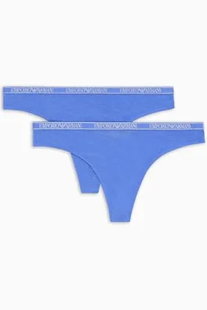 Emporio Armani 2-Pack Thong Slip a Tanga, Lapis/Lapis, XS Donna