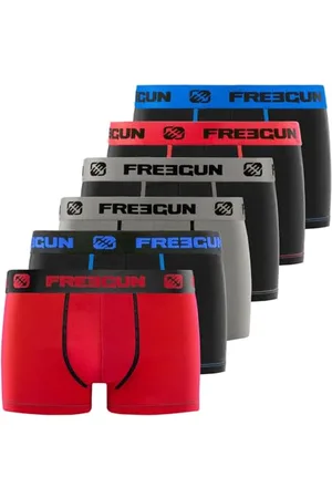 Freegun Boxer Bambino Cotone, Mutande Ragazzo comodo e ultra morbido, set di 6, Nero, Rosso, Grigio, Blu, Taglie 12-14 anni