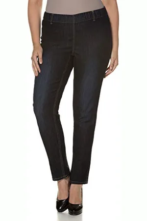 Ulla Popken Jeggings Denim M.gürtelschlaufen Skinny, Blu Jeans Scuro, 38W / 32L Donna