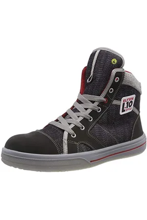 ELTEN Sensation Mid Esd S2, Scarpe di Sicurezza Sportive da Uomo, Look Sneaker, Tessuto Effetto Jeans e Pelle Nabuk, Cappuccio in Acciaio, Taglia 37-48