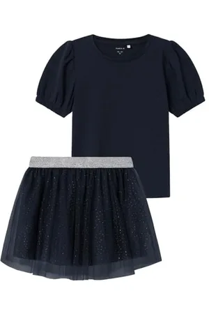 NAME IT Nmffetza Tulle Skirt/Nmffenna Top Set Pb Gonna, Zaffiro Scuro, 98 Bambine e Ragazze