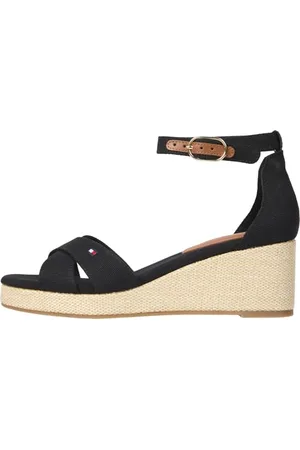 Tommy Hilfiger Donna Espadrillas Wedge Flag Criss-Cross Mid con Cinturino alla Caviglia, (Black), 39