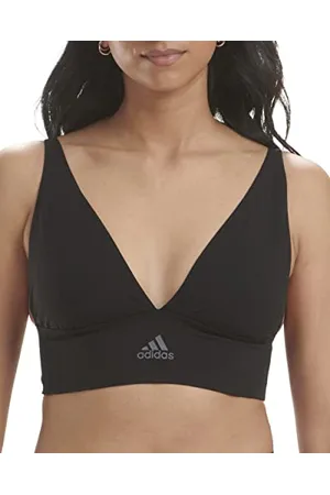 adidas Reggiseno da Donna Active Micro Stretch Longline Plunge Senza Cuciture Scollatura a V, Nero, M
