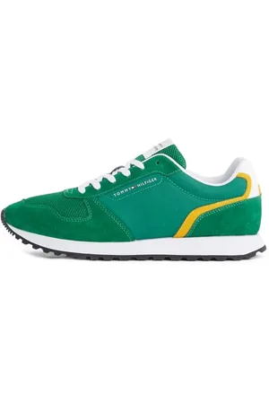 Tommy Hilfiger Uomo Sneakers Runner New Eva Summer Nylon Pop in Pelle Scamosciata, Verde (Nouveau Green), 42 EU