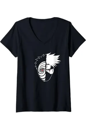 Naruto Donna Shippuden Kakashi Tobi Split Face Maglietta con Collo a V