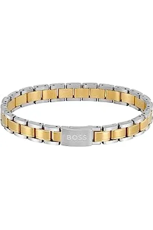 HUGO BOSS Jewelry Braccialetto a maglie da uomo Collezione METAL LINKS ESSENTIALS in Acciaio Inossidabile, nero, blu e giallo