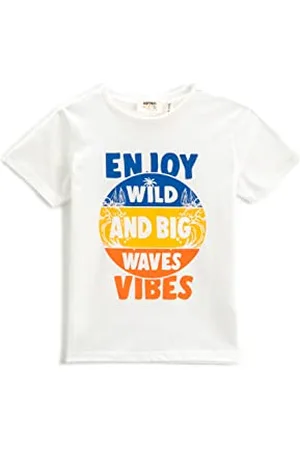 Koton Short Sleeve T-Shirt Crew Neck Printed, T-Shirt Ragazzi, (001)