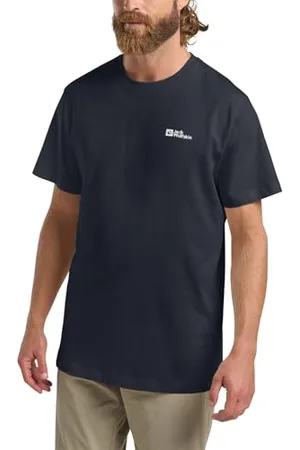 Jack Wolfskin Essential T M T-Shirt, Dark Navy/Grey, L Uomo
