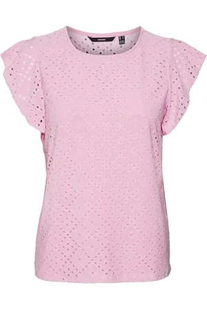 VERO MODA Vmtassa SL Frill Top Noos T-Shirt, BonBon, S Donna