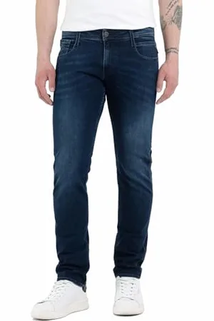 Replay Jeans Anbass Slim Fit da Uomo con Power Stretch, Blu (Blu Scuro 007), W34 x L30