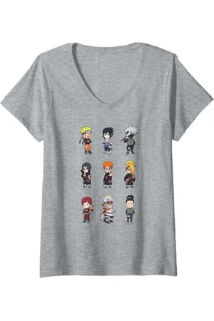 Naruto Donna Shippuden Super Deformed 9 e versioni successive Maglietta con Collo a V