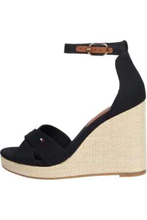 Tommy Hilfiger Donna Sandali Wedge Flag High Crisscross con Cinturino alla Caviglia, (Black), 40